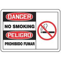 8WAW3 Danger No Smoking Sign, 10 x 14In, AL, SURF