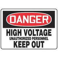 8DL07 Danger Sign, 10 x 14In, R and BK/WHT, PLSTC