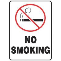 9M714 No Smoking Sign, 14 x 10In, R and BK/WHT