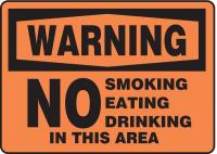 8DJY6 Warning No Smoking Sign, 10 x 14In, BK/ORN