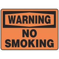 8DVC9 Warning No Smoking Sign, 7 x 10In, BK/ORN
