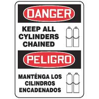 8DKA6 Danger Sign, 14 x 10In, R and BK/WHT, AL