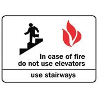 8DKY0 Fire Stairways Sign, 7 x 10In, AL, ENG, SURF