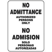 9V156 Admittance Sign, 14 x 10In, BK/WHT, Text