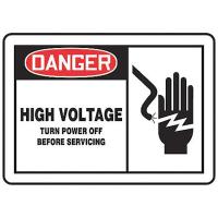 9DPK9 Danger Sign, 10 x 14In, R and BK/WHT, PLSTC