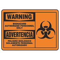 8DWD6 Warning Biohazard Sign, 10 x 14In, BK/ORN