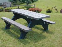 8DL25 Picnic Table, Step Over, Gray, 31x60x96In