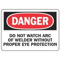 8DL70 Danger Sign, 7 x 10In, R and BK/WHT, ENG