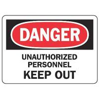 8ZE02 Danger Sign, 7 x 10In, R and BK/WHT, ENG