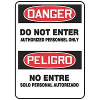 8DLK4 Danger Sign, 14 x 10In, R and BK/WHT, AL