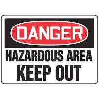 8DM05 Danger Sign, 10 x 14In, R and BK/WHT, PLSTC