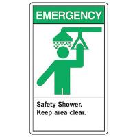 9HPW9 Safety Shower Sign, 14 x 10In, ENG, SURF