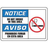 8DM25 Notice No Smoking Sign, 10 x 14In, PLSTC