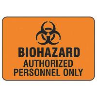 8DM48 Biohazard Sign, 7 x 10In, BK/ORN, SURF