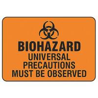 9UCV0 Biohazard Sign, 10 x 14In, BK/ORN, PLSTC