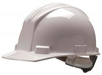 8DR35 Hard Hat, FrtBrim, Slotted, 4Rtcht, White