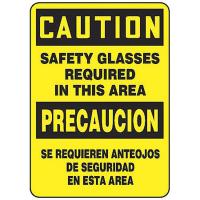 8TJF8 Caution Sign, 14 x 10In, BK/YEL, Bilingual