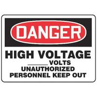 8DNT6 Danger Sign, 10 x 14In, R and BK/WHT, AL, HV