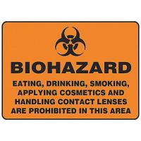 9V227 Biohazard Sign, 10 x 14In, BK/ORN, AL, SURF