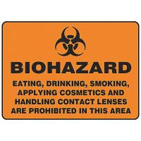 8DNV4 Biohazard Sign, 10 x 14In, BK/ORN, PLSTC