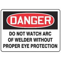 9UC71 Danger Sign, 10 x 14In, R and BK/WHT, PLSTC