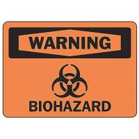 9XA85 Warning Biohazard Sign, 10 x 14In, BK/ORN