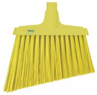 8DUN5 Broom Slim, Angle, Stiff Bristle, Yellow