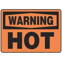 8DVC4 Warning Sign, 7 x 10In, BK/ORN, PLSTC, Hot