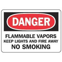 9KAW7 Sign, 7x10 In, Danger Flammable Vapors