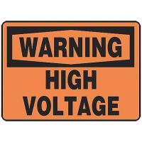 8VXF4 Warning Sign, 10 x 14In, BK/ORN, HV, ENG, HV