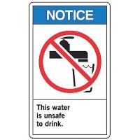 8DX38 Notice Sign, 10 x 7In, R and BK/WHT, ENG