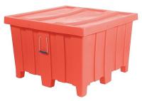 8E667 Ribbed Container, 23cu.ft., 800lb., Red