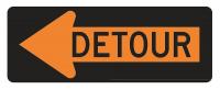 8ECX4 Detour Sign, 18 x 48In, BK/ORN, Detour
