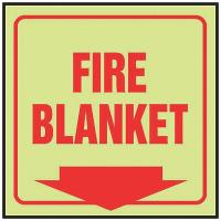 8EJL3 Fire Blanket Sign, 6 x 8-3/4In, R/Glow, ENG