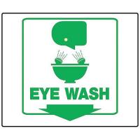 8EW11 Eye Wash Sign, 6 x 8-1/2In, GRN/WHT, PS, ENG