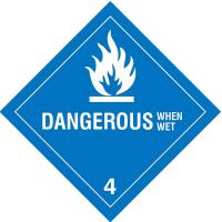 9J396 DOT Label, Dangerous When Wet, Paper, PK500