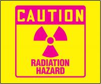 13R237 Caution Radiation Sign, 7 x 12In, Pink/YEL