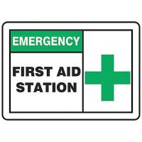 8NLW6 First Aid Sign, 10 x 14In, GRN and BK/WHT