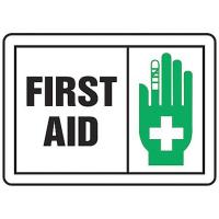 8UUU4 First Aid Sign, 10 x 14In, GRN and BK/WHT