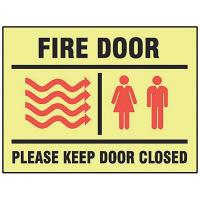 8FVE6 Fire Door Sign, 7 x 10In, R and BK/YEL, ENG