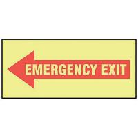 8FYG7 Emergency Exit Sign, 3-1/2 x 10In, R/Glow