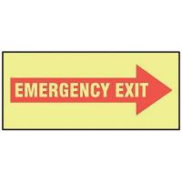 9YLN7 Emergency Exit Sign, 3-1/2 x 10In, R/Glow