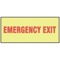 9J749 Emergency Exit Sign, 3-1/2 x 10In, R/Glow