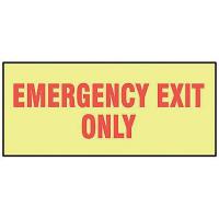 9XZ79 Exit Sign, 3-1/2 x 10In, R/Glow, ENG, Text