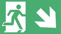 8GCE6 Fire Exit Sign, 8 x 4-1/2In, Glow/GRN, SYM