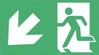 8GCE7 Fire Exit Sign, 8 x 4-1/2In, Glow/GRN, SYM