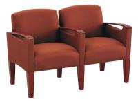 8HH26 2 Seat Sofa, Natural Finish, Crimson