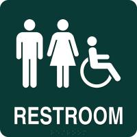 8KZY2 Restroom Sign, 8 x 8In, WHT/Delaware, PLSTC