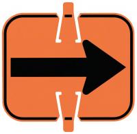 8M396 Traffic Cone Sign, Orange w/Black, Arrow