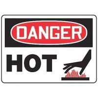 8MXC9 Danger Sign, 10 x 14In, R and BK/WHT, Hot